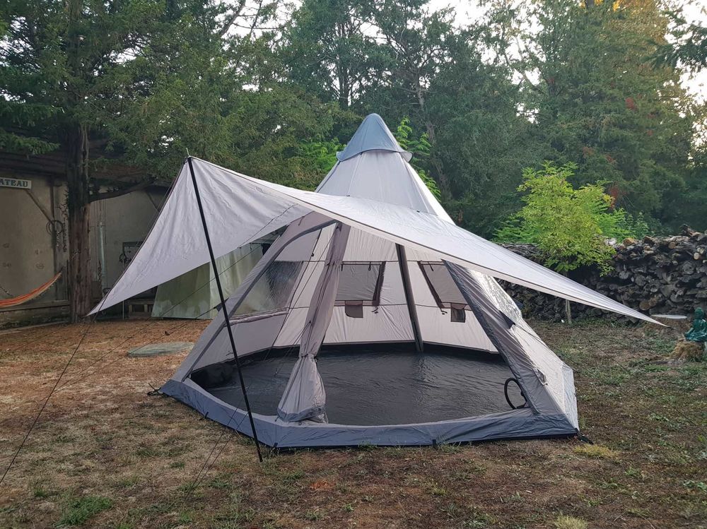 Tente gonflable tipi &agrave; structure gonflable Skandika Tipi Hetta 460 Sports