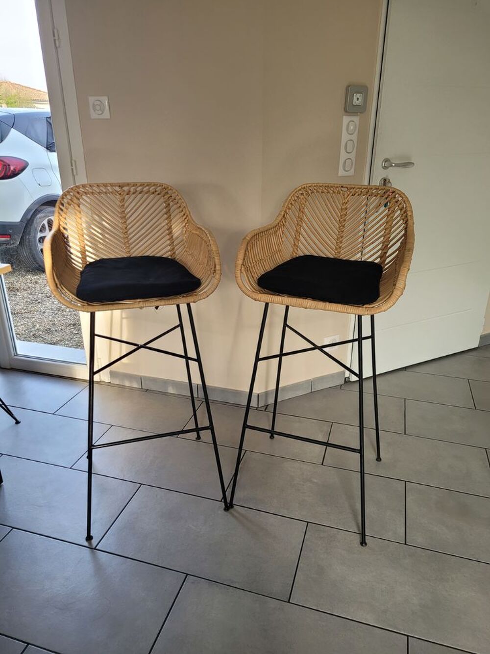 Lots de 2 tabourets de bar en rotin Meubles