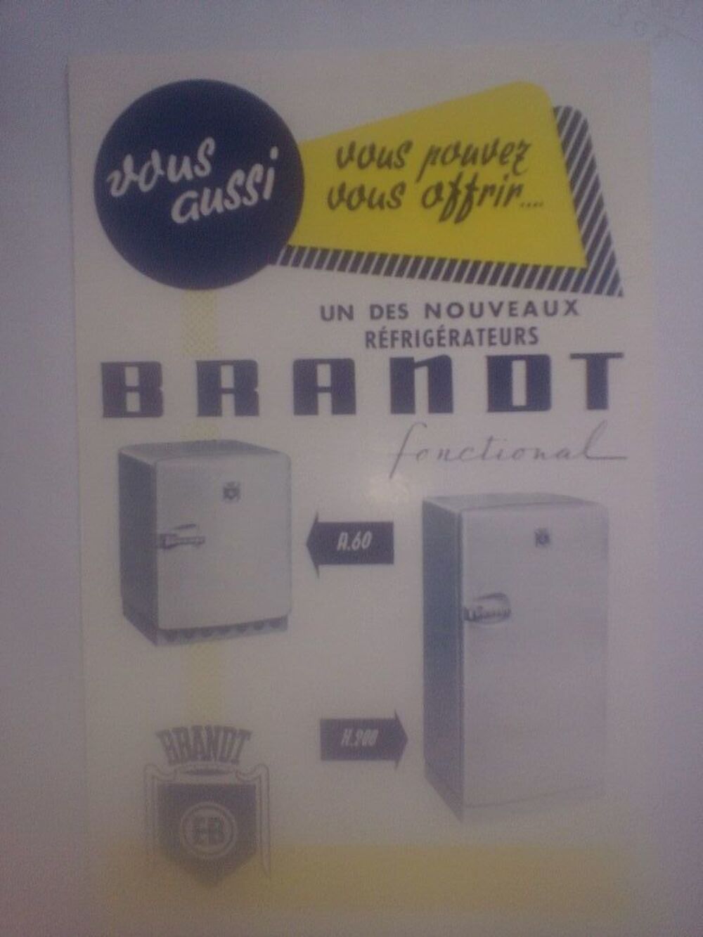 BRANDT Agent g&eacute;n&eacute;ral Sodame Paris 17e R&eacute;frig&eacute;rateur A60 H200 