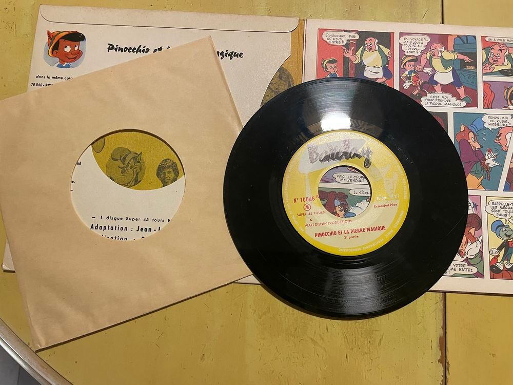 1957 Livre-disque MICKEY PINOCCHIO la pierre magique BARCLAY CD et vinyles