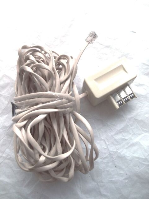 Prise et cordon t�l�phone RJ11 - 10 m 5 Villeurbanne (69)