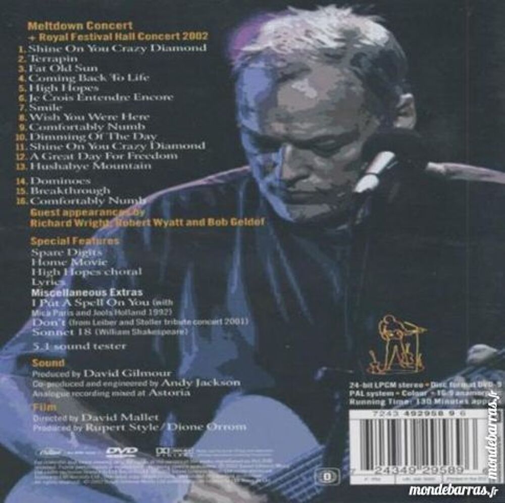 DAVID GILMOUR IN CONCERT DVD et blu-ray