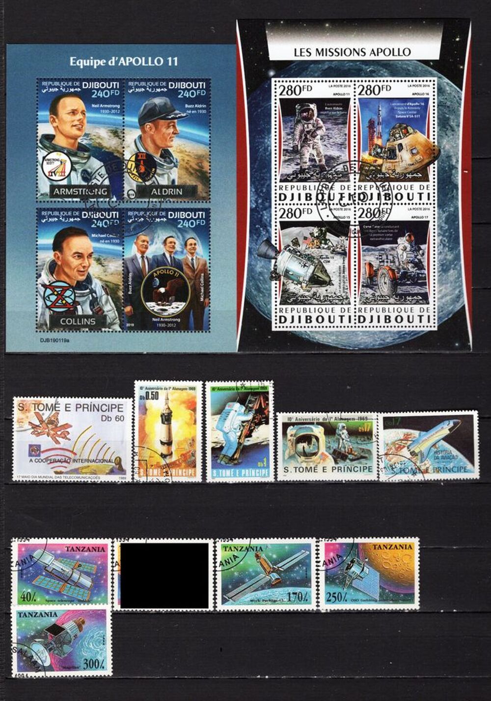 lot de 54 timbres d'AFRIQUE sur l'ESPACE 