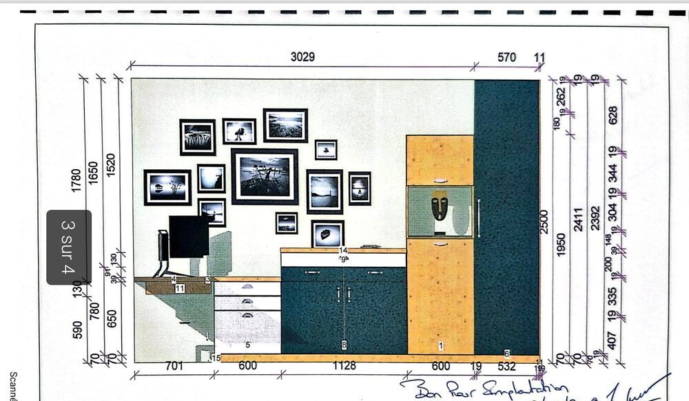 Bureau biblioth&egrave;que Schmidt ARCOS 250 cm ? Sur-mesure ? Exce Meubles