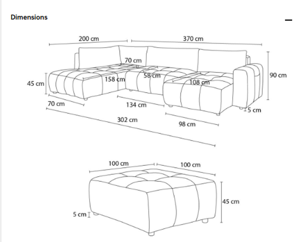 Canap&eacute; panoramique convertible BOBOCHIC avec POUF Meubles