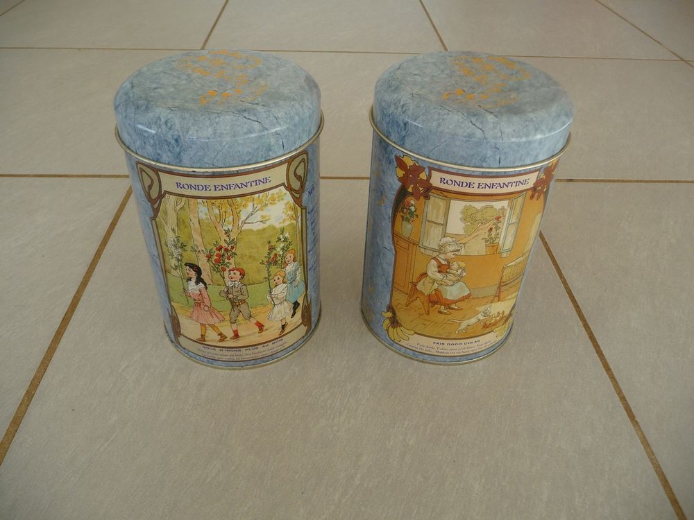 2 boites m&eacute;tal th&egrave;me ronde enfantine Collector 