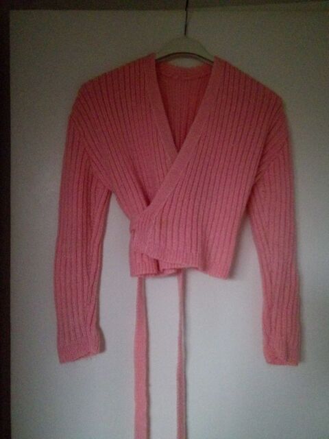 gilet rose,tricoter main, 8 ans. 4 vreux (27)
