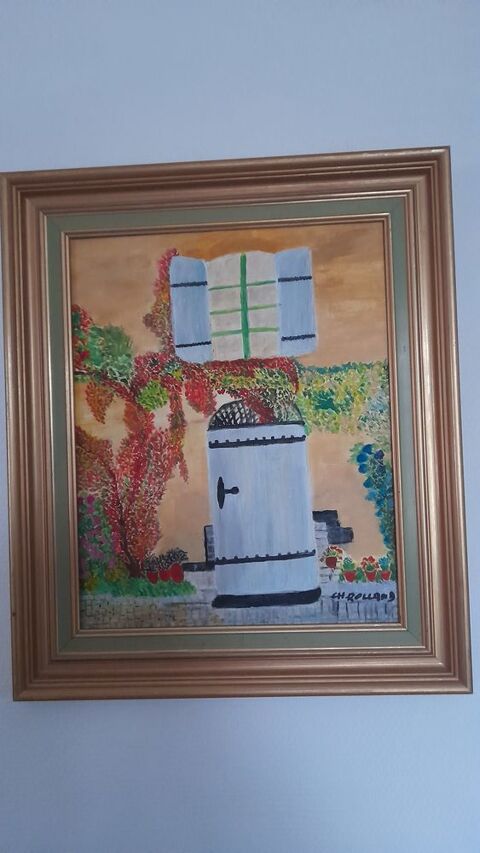 Tableau acrylique  fa�ade provencale  toile F6 52 cms sur 44 35 Ventabren (13)