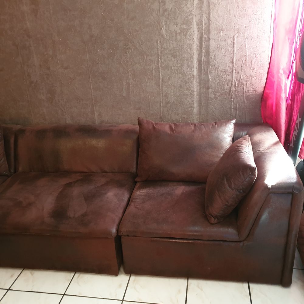 salon modulable aspect cuir vieilli microfibre Meubles