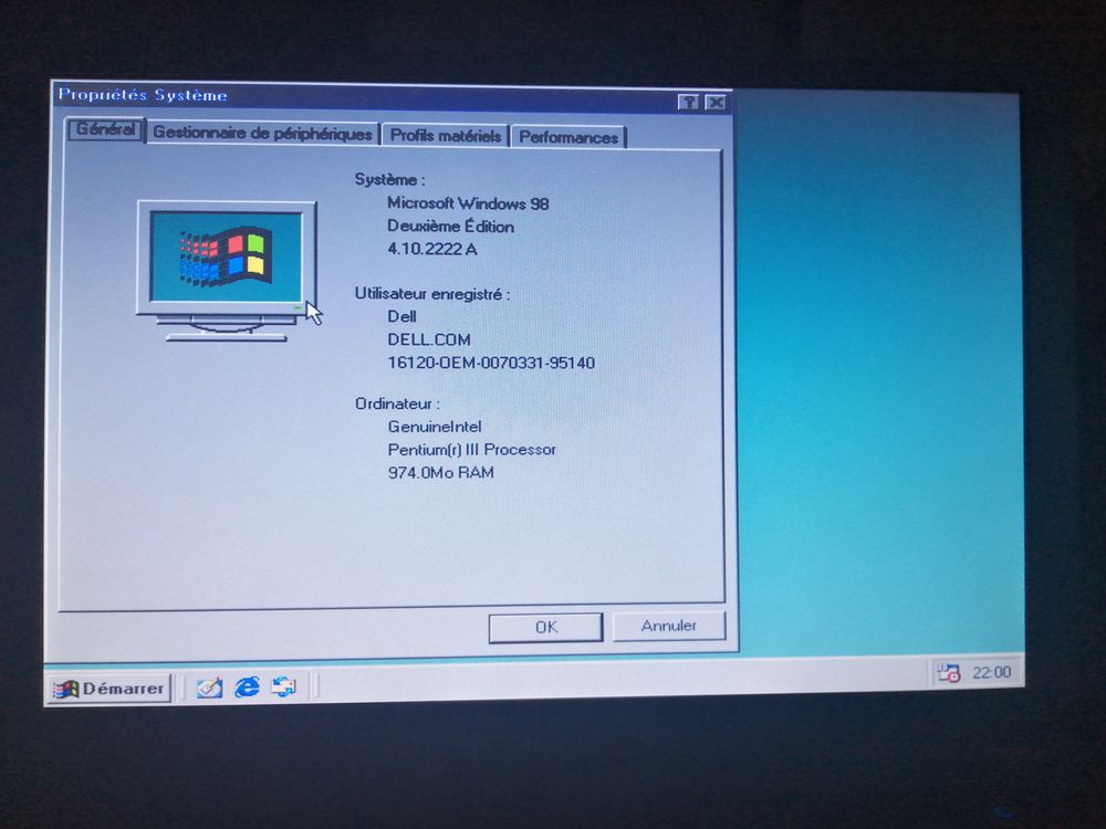 PC portable DELL Latitude E4200 Ram windows 98 SE Matériel informatique