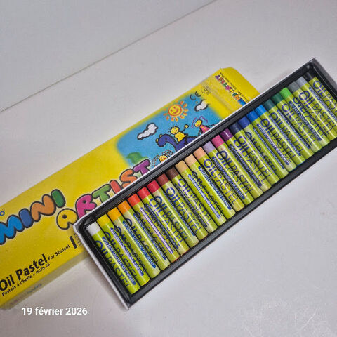Boite neuve de 25 pastels à l'huile pour enfants ou étudiant Saumur (49)