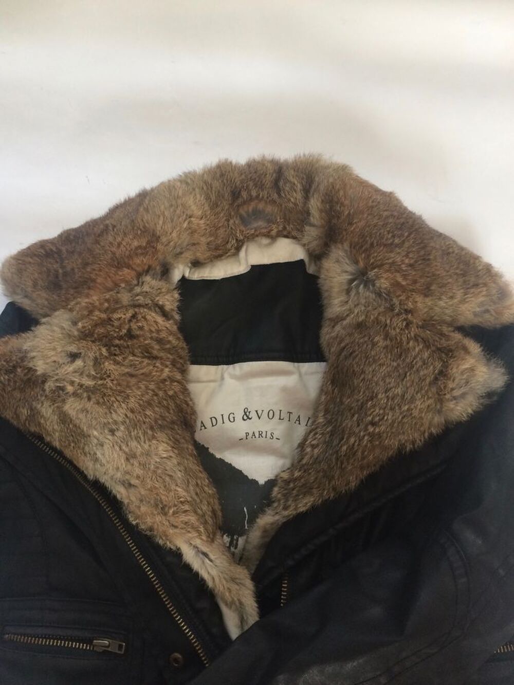 veste cuir, col fourrure amovible T38 - Zadig Vêtements