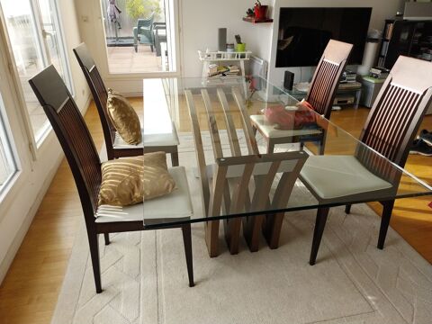 table en verre, pied en wengue 2000 Issy-les-Moulineaux (92)