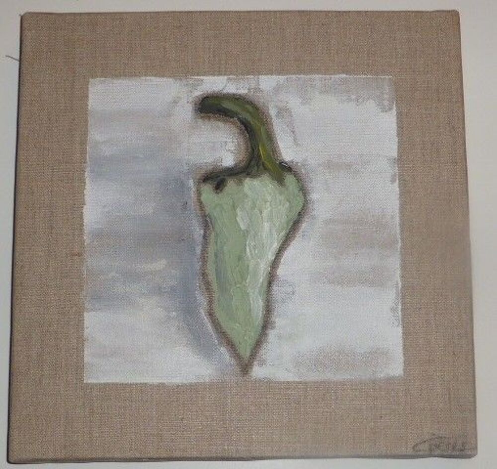 Lot de 3 tableaux cuill&egrave;re fourchette et piment vert Décoration