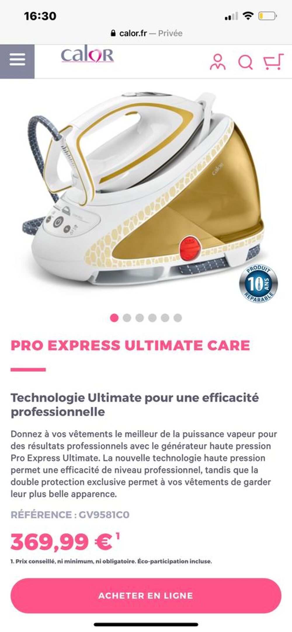 d&eacute;stockage central vapeur ( model d?expo neuve ) calor / Philips / Rowenta Electroménager