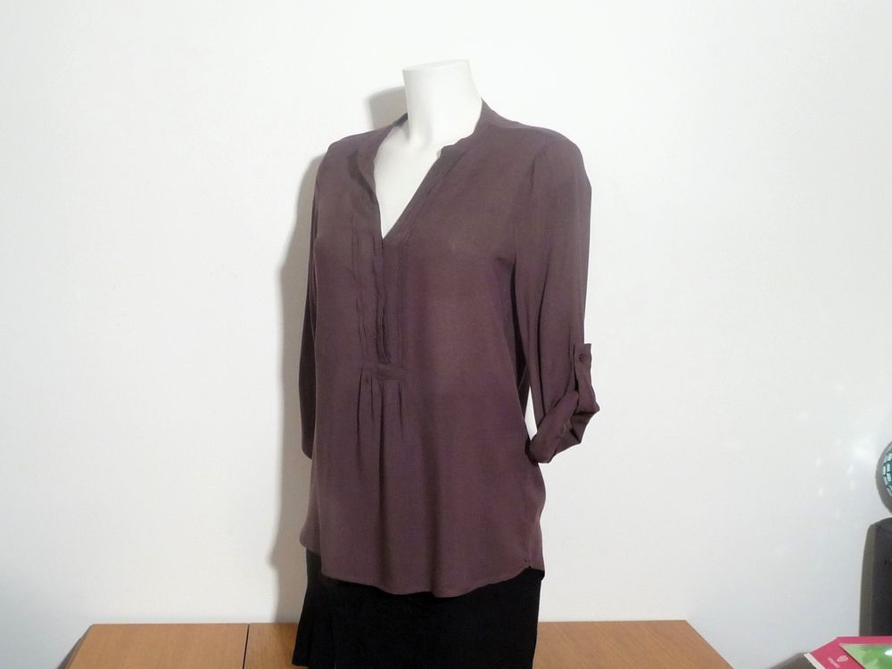 Chemise/ Blouse en Viscose Marron Manches Longue- Ema Blue's Vêtements