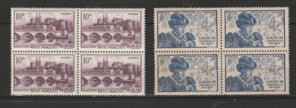 Lot timbres neufs Ann&eacute;es 40 Gomme avec l&eacute;g&egrave;res adh&eacute;rences 