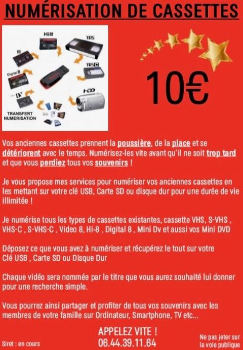 Numérisation de cassettes vhs ou autres 10 Rebais (77)