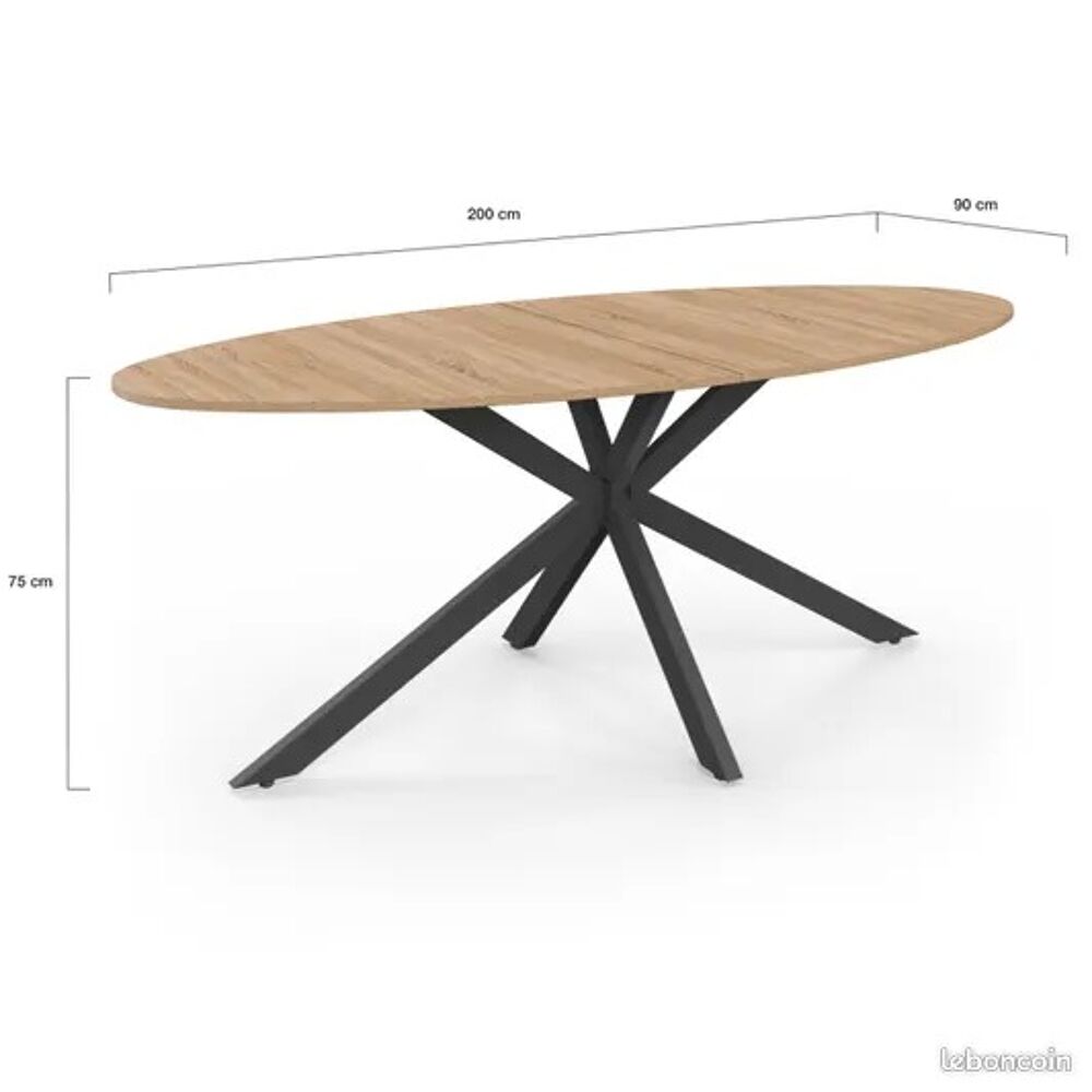 Table &agrave; Manger Ovale Bois et M&eacute;tal Meubles