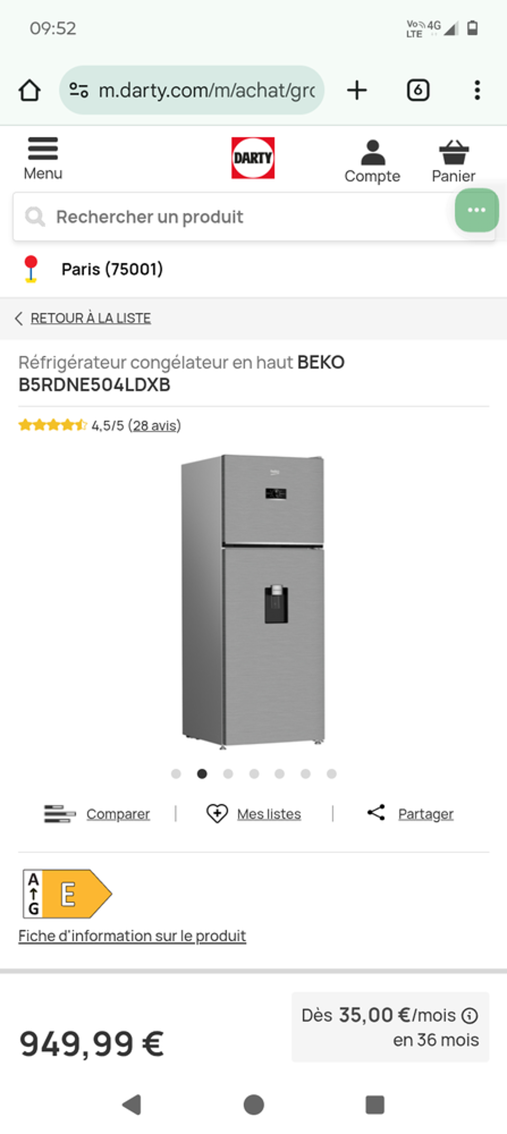R&eacute;frig&eacute;rateur cong&eacute;lateur en haut Cuisine