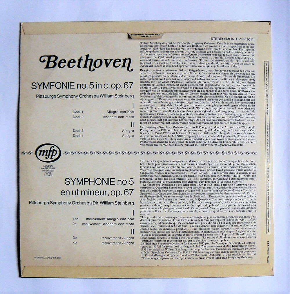 LP Ludwig von BEETHOVEN : Symphonie No.5 (William STEINBERG) CD et vinyles
