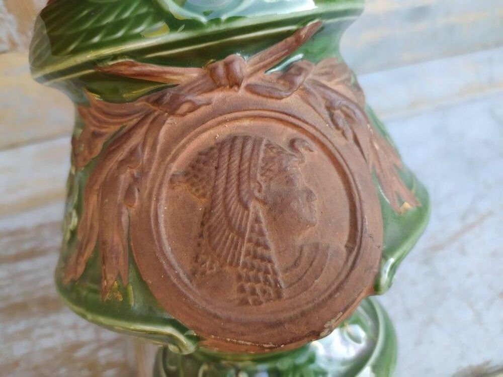 Lampe &agrave; P&eacute;trole XIX&egrave;me Porcelaine &Eacute;maill&eacute;e Retour d'&Eacute;gypte Décoration