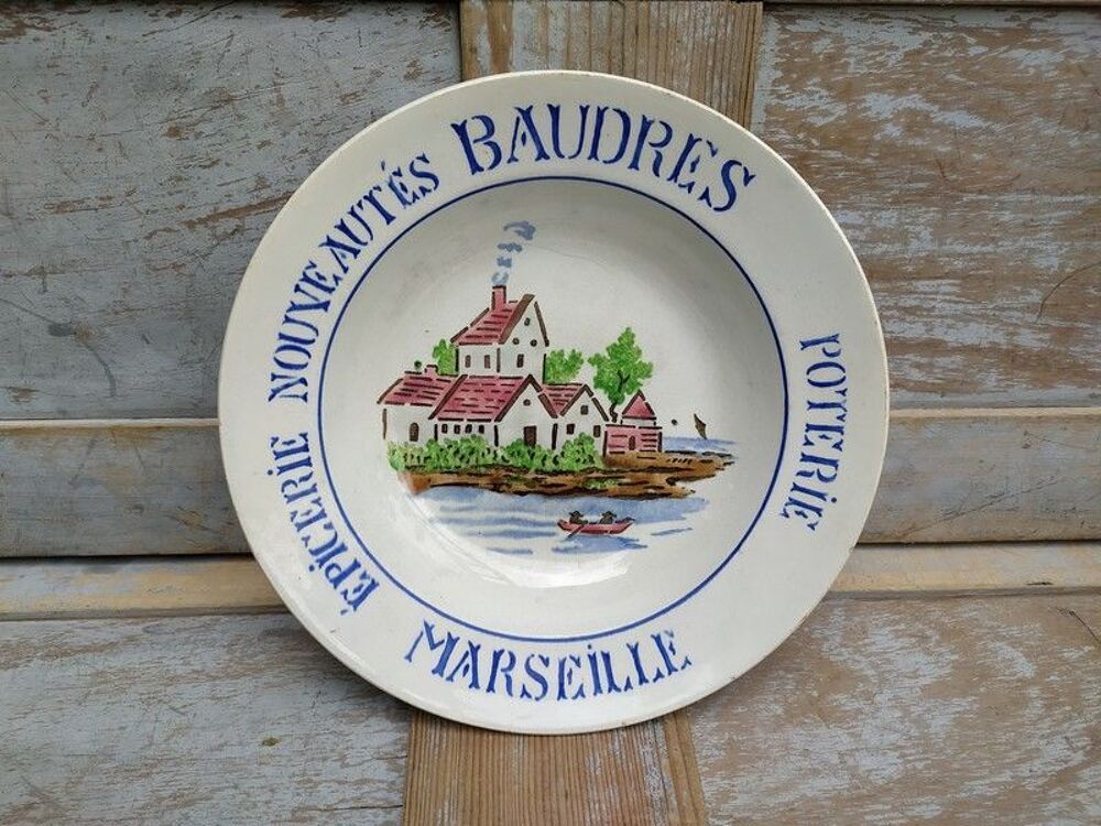 Plat Publicitaire Fa&iuml;ence Gien Baudres Porterie Marseille 