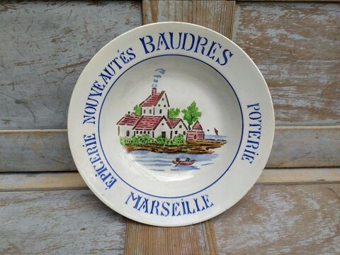 Plat Publicitaire Faïence Gien Baudres Porterie Marseille 0 Loches (37)