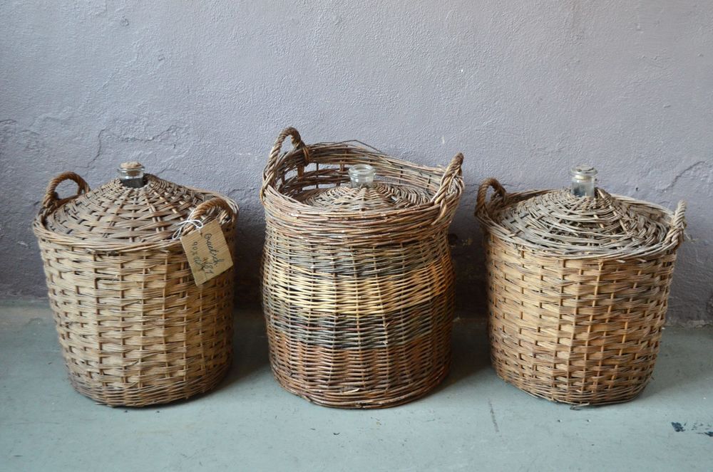Lot de 3 bonbonnes XXL grande verre blanc Décoration