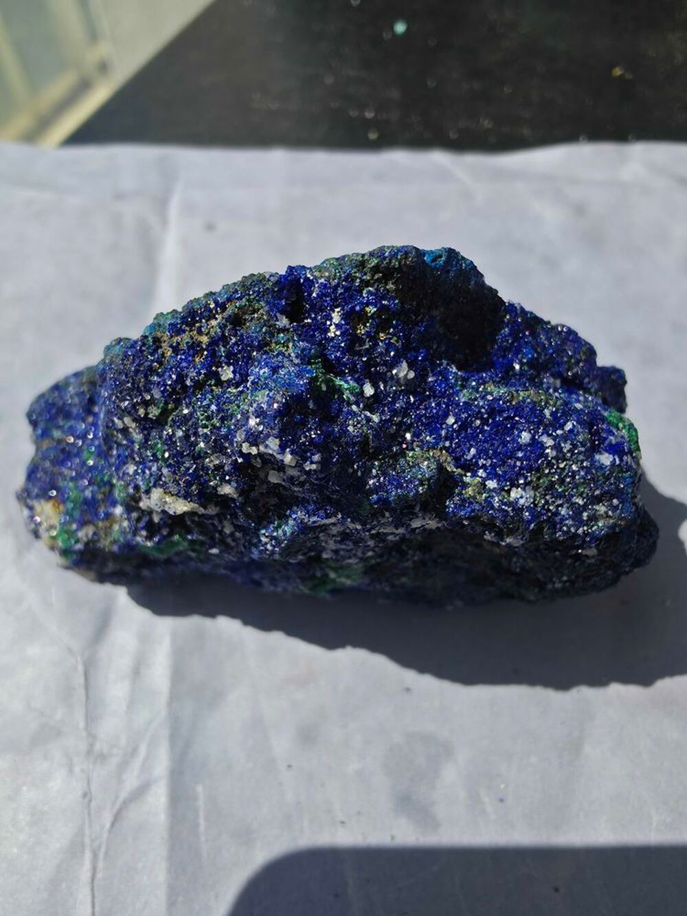 Azurite Bleu Intense, Malachite Fibreuse &amp; Quartz Brut Katanga RDC-131g 