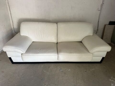 Canap� cuir blanc 150 Aubagne (13)