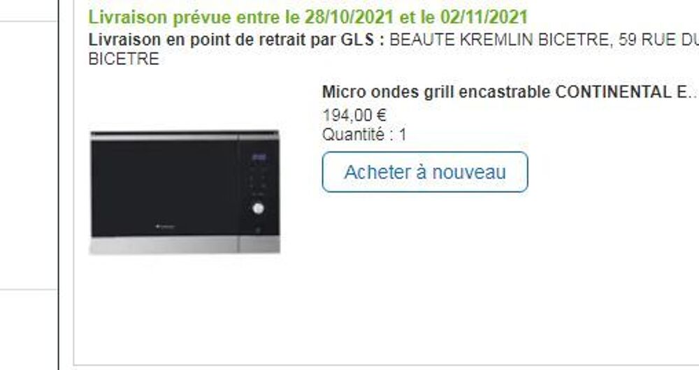 micro onde encastrable continental edison Electroménager