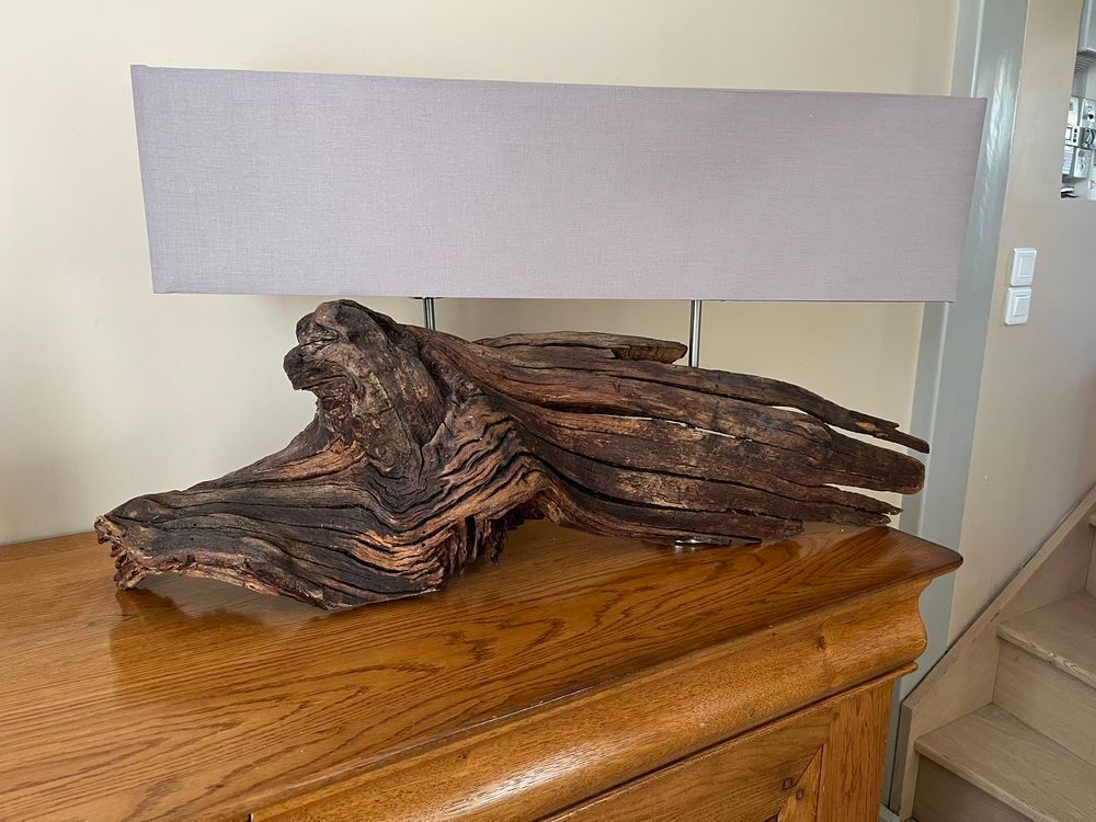 Lampe bois flotter de mer. Double lumi&egrave;re.&iuml;&iquest;&frac14; Décoration