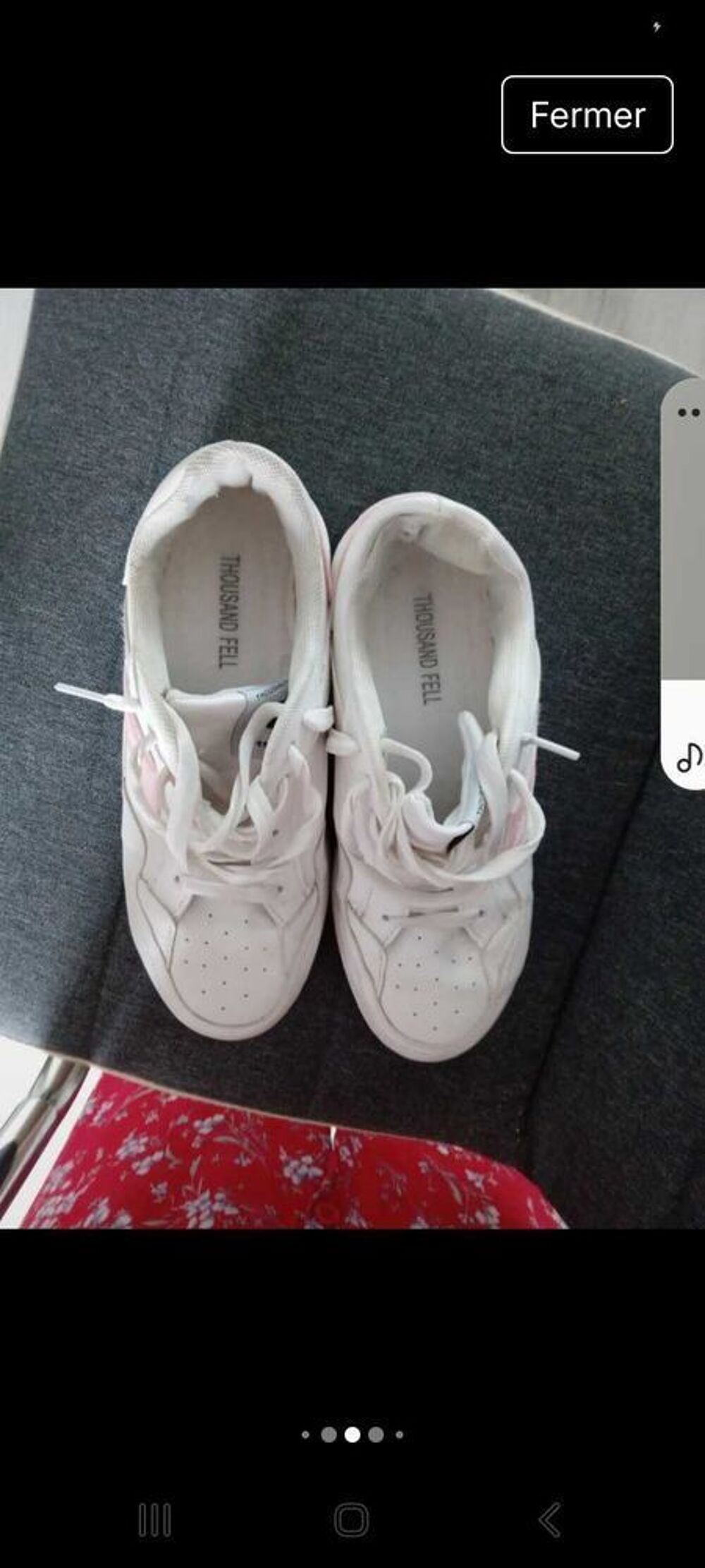 basket blanche thousand fell supercircle avec liser&eacute; rose clair pointure 38 Chaussures