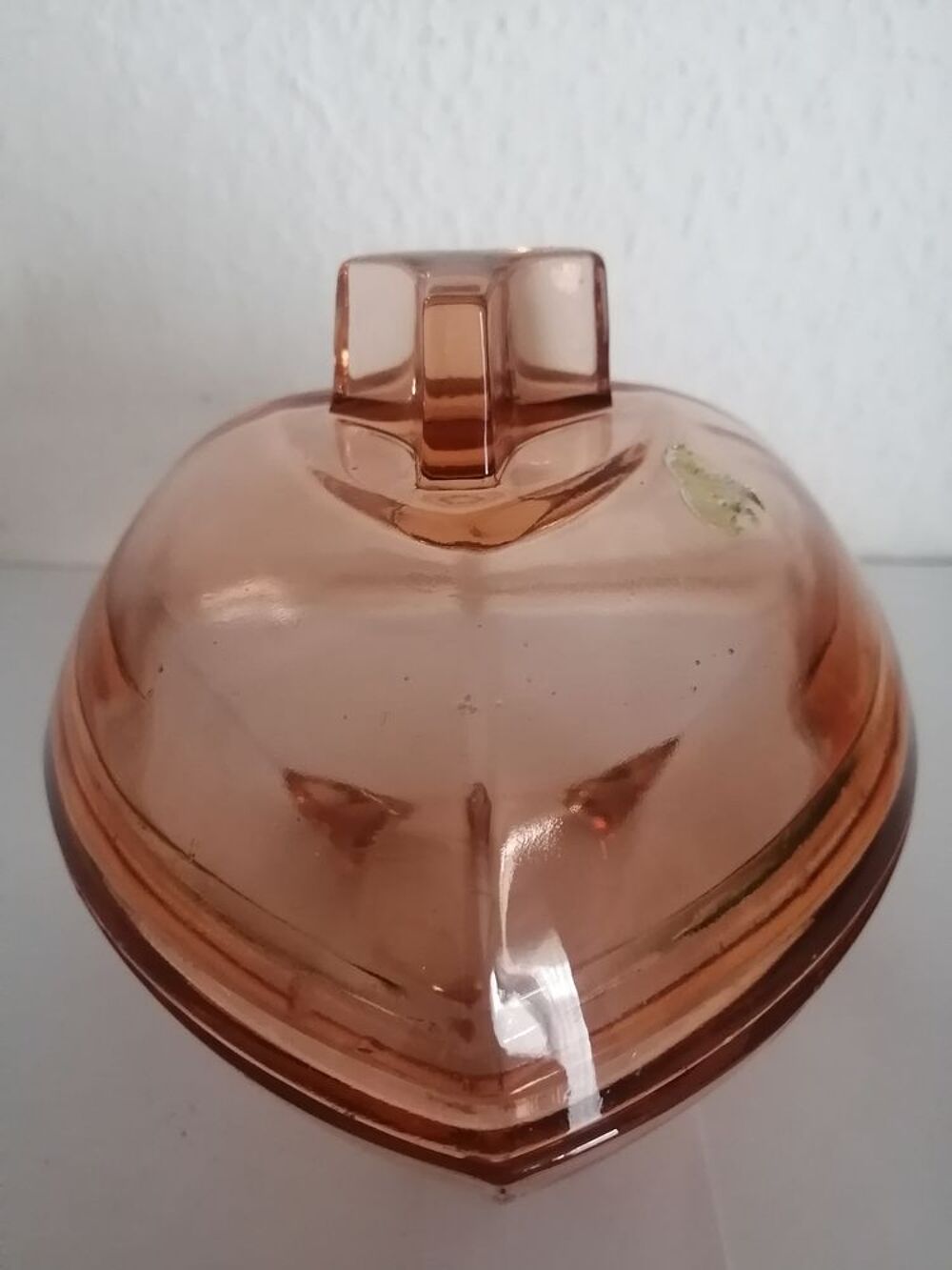 Bonbonni&egrave;re / bo&icirc;te en verre cristal rose - Vintage Décoration