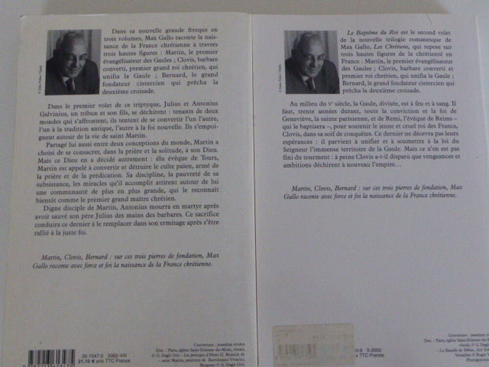 Les Chr&eacute;tiens Max Gallo Tomes 1 et 2 Livres et BD