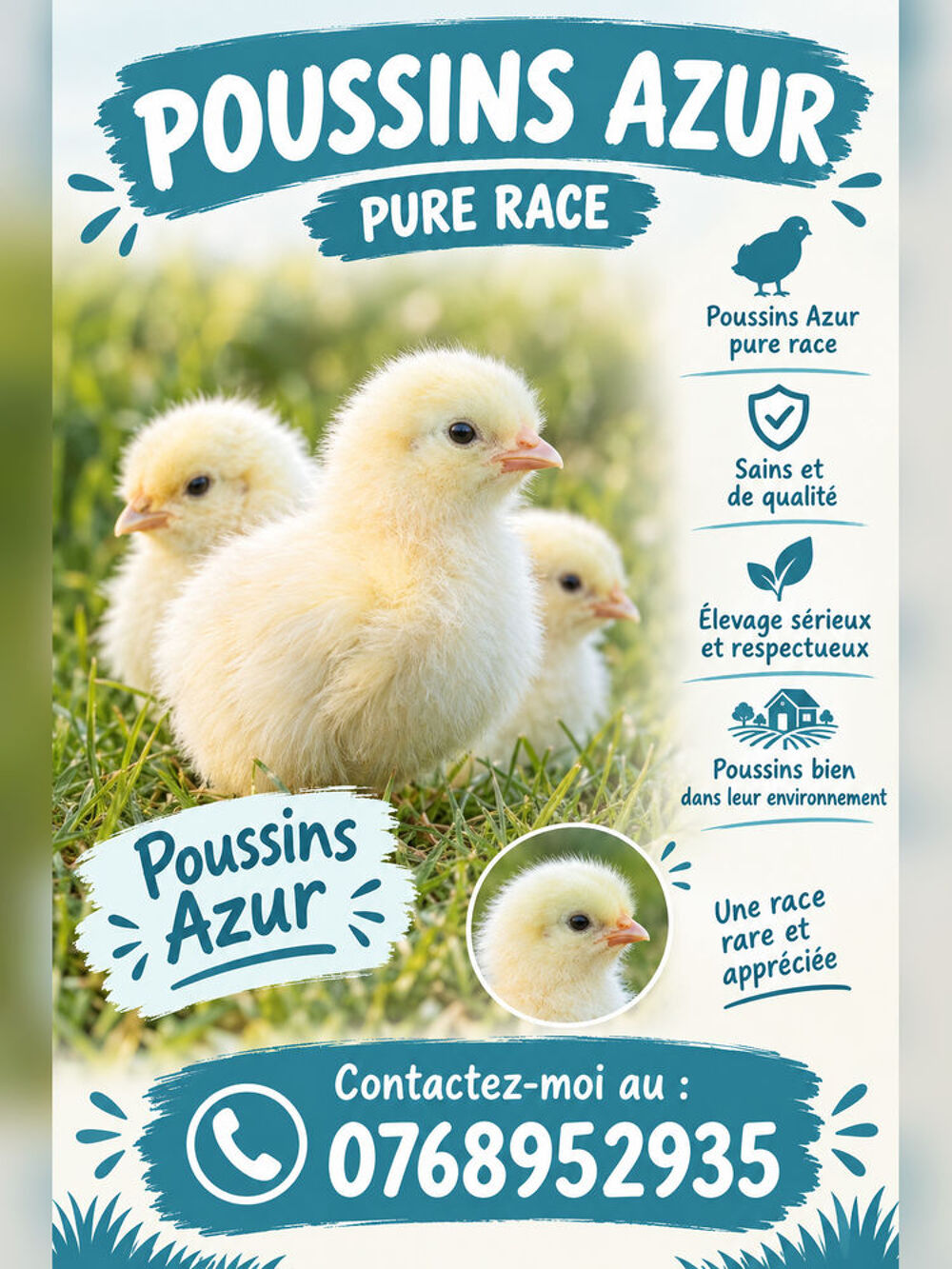   Poussins Azur pure race 