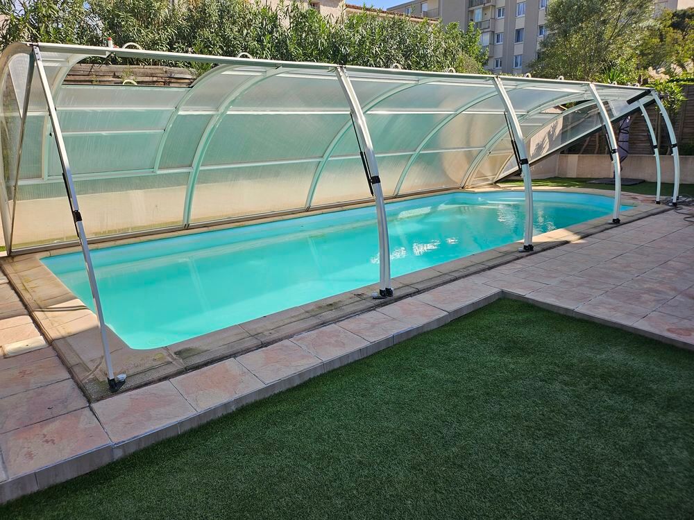 Abri piscine Abrideal Primo 2024 - 9.40 x 4,14 - 5 modules - Jardin