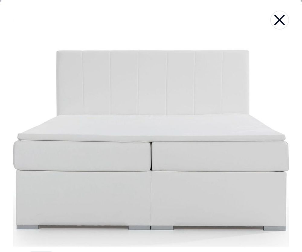 Lit coffre, 160x200, tissu gris avec matelas et t&ecirc;te de lit Meubles