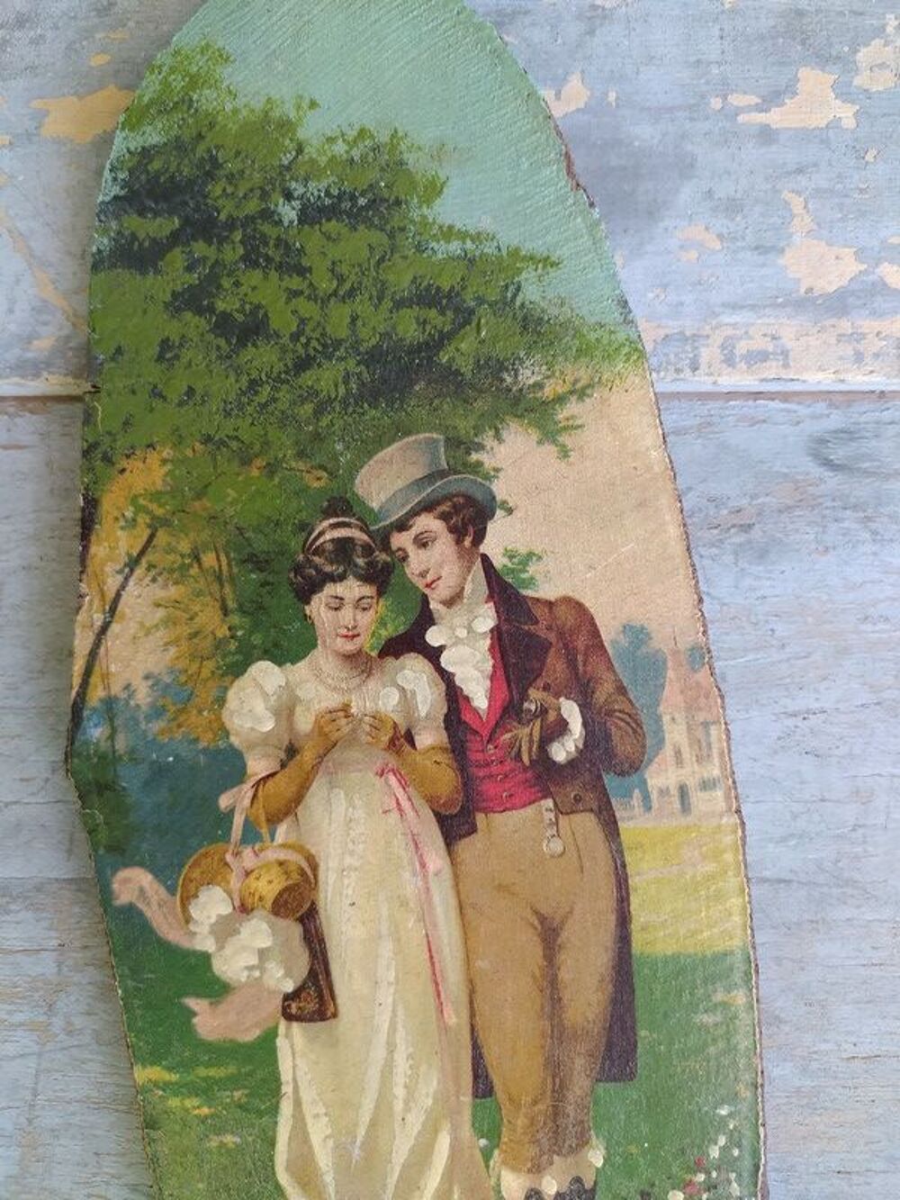 Ancien Chromo Publicitaire Peint Mercerie Mode 1900 Tours 