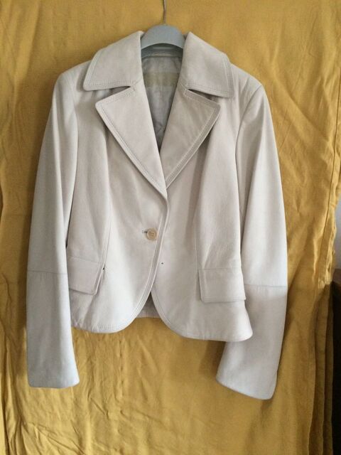Veste neuve en cuir �cru/gris - Max Mara 70 Vincennes (94)