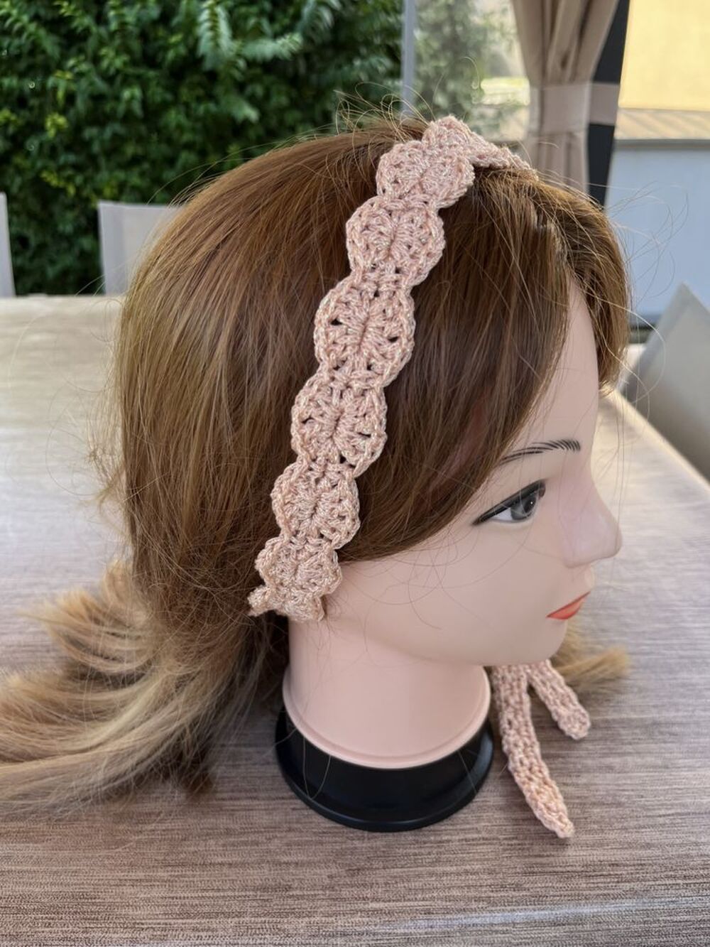 Bandeau Serre t&ecirc;te Saumon paillettes 1m10 Vêtements