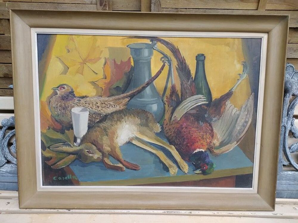 Tableau Nature Morte au Gibier de Chasse Sign&eacute;e Casella Décoration