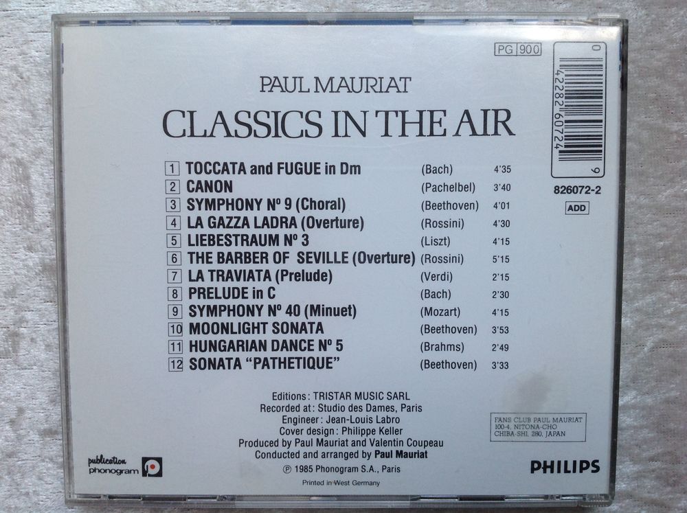 CLASSICS IN THE AIR PAUL MAURIAT Envoi Possible
CD et vinyles