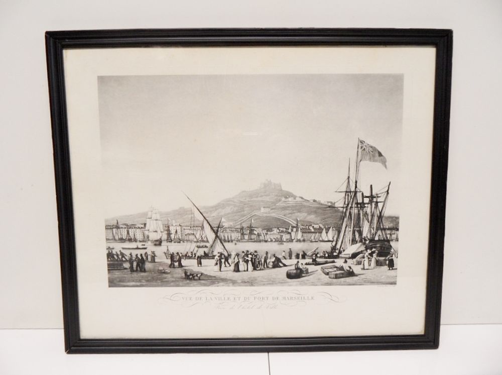 GRAVURE AQUATINTE ORIGINALE MARSEILLE LOUIS GARNERAY XIX&egrave;me Décoration