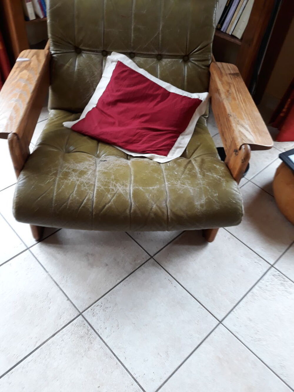 fauteuil cuir bois Meubles