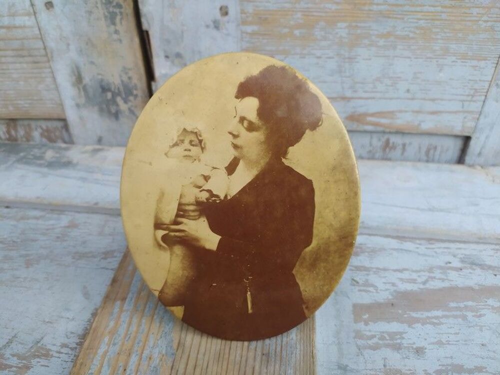 Ancienne Photographie sur Glacoide M&egrave;re et son Enfant ca1900 