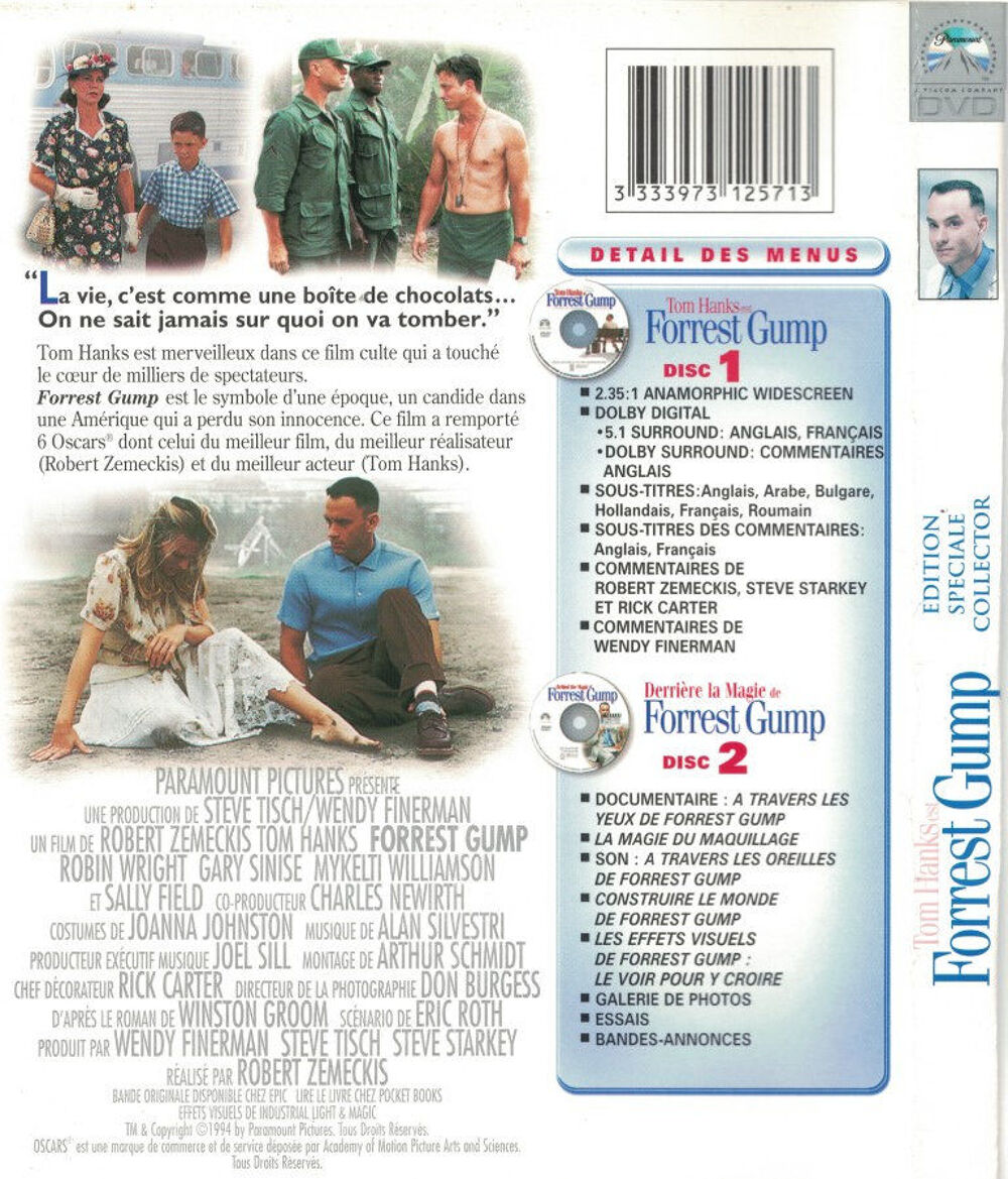 AVIATOR. Forrest Gump DVD et blu-ray