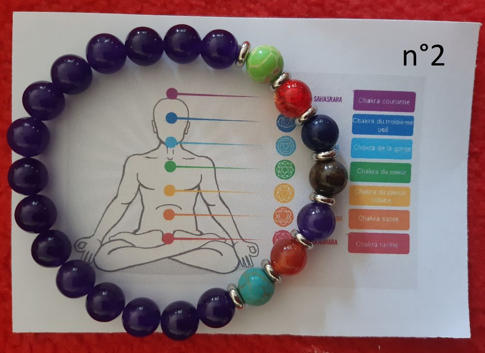 BRACELET 7 CHAKRAS Pierres Naturelles - Pierres de 8mm Bijoux et montres