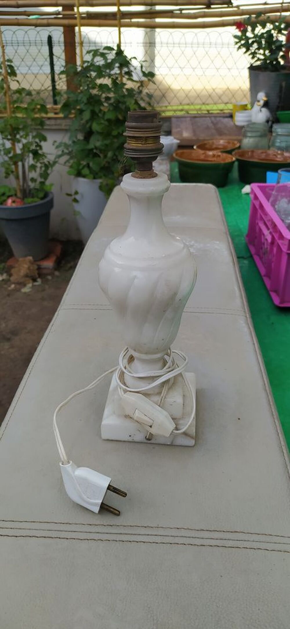 LAMPE EN MARBRE BLANC D'ITALIE Décoration